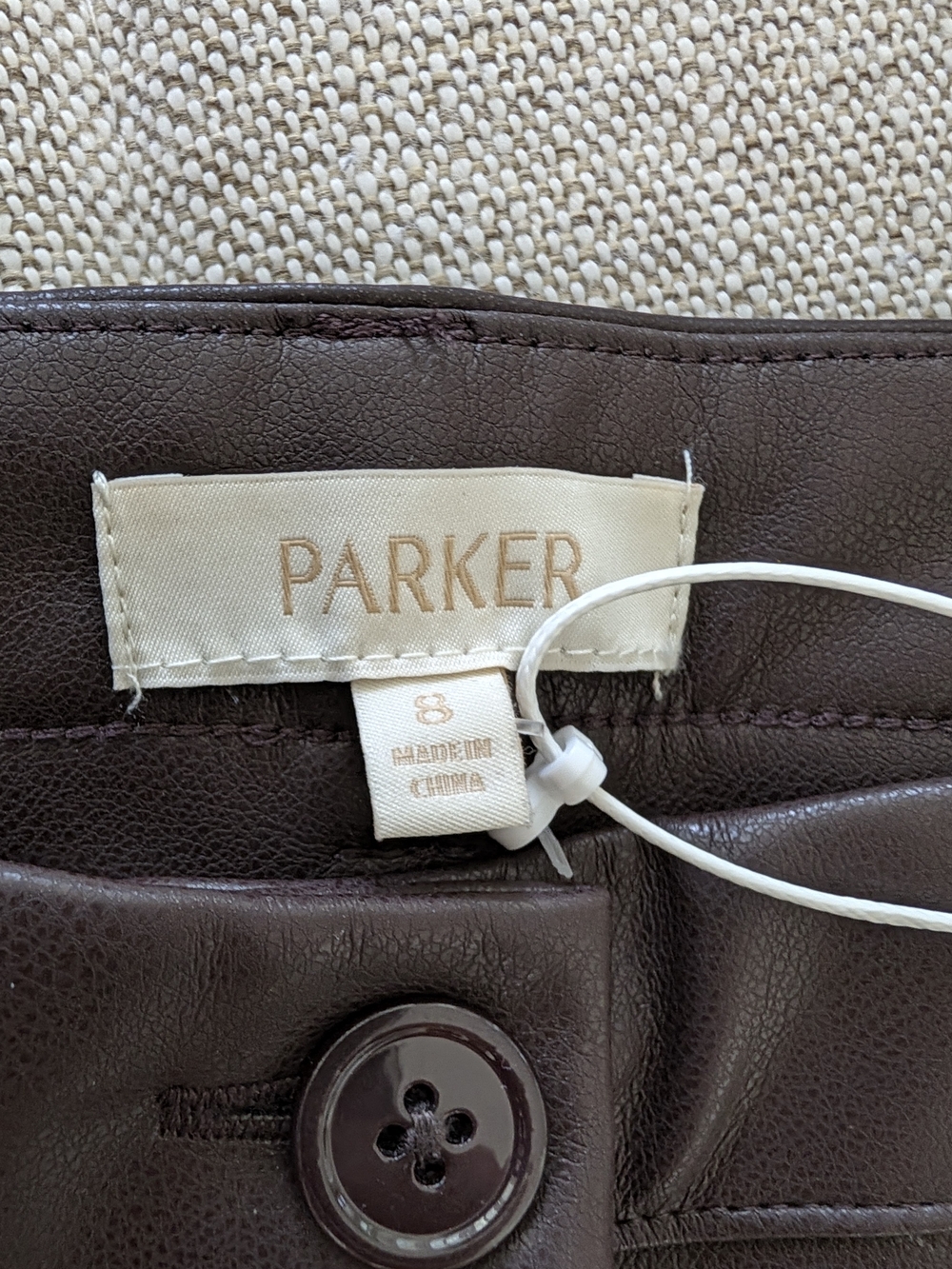 ​Parker Dark Brown Faux Leather Wide Leg Pants Size 8 NWT - Picture 4 of 15